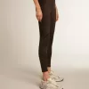 Leggings da donna neri con cuciture miste Leggings da donna neri con cuciture miste