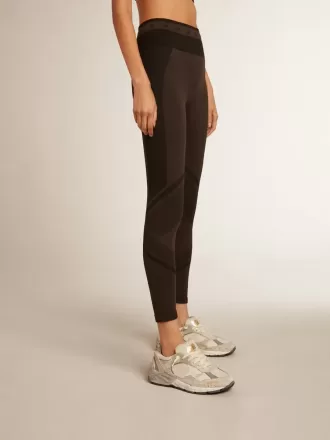 Leggings da donna neri con cuciture miste