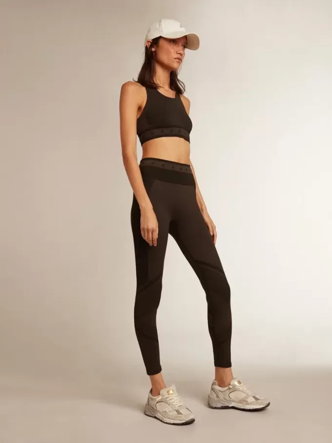 Leggings da donna neri con cuciture miste Leggings da donna neri con cuciture miste