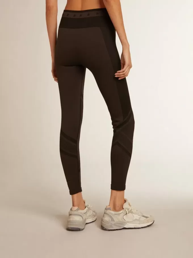 Leggings da donna neri con cuciture miste Leggings da donna neri con cuciture miste
