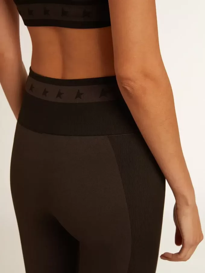 Leggings da donna neri con cuciture miste Leggings da donna neri con cuciture miste