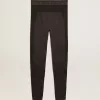 Leggings da donna neri con cuciture miste Leggings da donna neri con cuciture miste