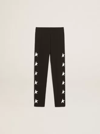 Leggings neri da bambina con stelle bianche sui lati Leggings neri da bambina con stelle bianche sui lati
