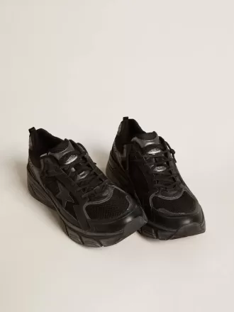 Lightstar da donna con tomaia in pelle nera e mesh e stella nera