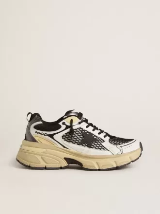 Lightstar da donna in pelle bianca e rete nera con stella in TPU nera