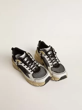 Lightstar da donna in pelle bianca e rete nera con stella in TPU nera