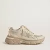 Lightstar da donna in pelle grigio tortora e mesh con stella in TPU beige Lightstar da donna in pelle grigio tortora e mesh con stella in TPU beige