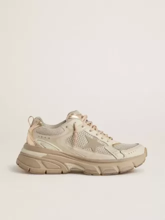 Lightstar da donna in pelle grigio tortora e mesh con stella in TPU beige