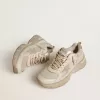 Lightstar da donna in pelle grigio tortora e mesh con stella in TPU beige Lightstar da donna in pelle grigio tortora e mesh con stella in TPU beige