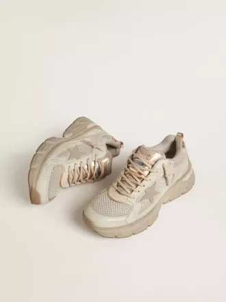 Lightstar da donna in pelle grigio tortora e mesh con stella in TPU beige