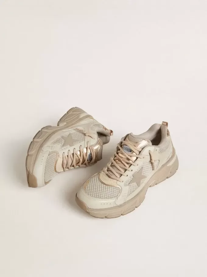 Lightstar da donna in pelle grigio tortora e mesh con stella in TPU beige Lightstar da donna in pelle grigio tortora e mesh con stella in TPU beige