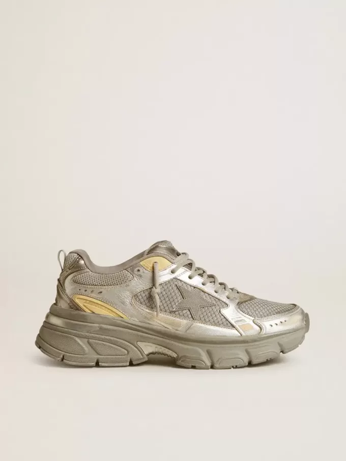 Lightstar da donna in pelle metallizzata e rete argentata con stella grigia Lightstar da donna in pelle metallizzata e rete argentata con stella grigia