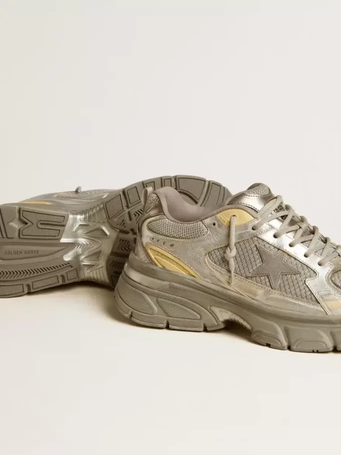 Lightstar da donna in pelle metallizzata e rete argentata con stella grigia Lightstar da donna in pelle metallizzata e rete argentata con stella grigia