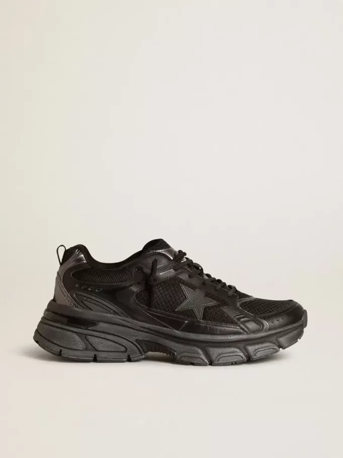 Lightstar da uomo con tomaia in pelle nera e mesh e stella nera
