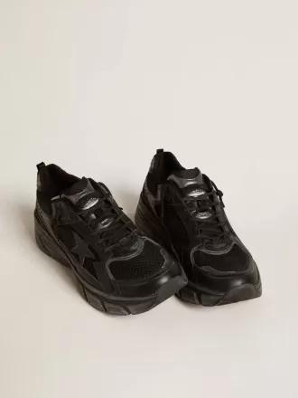 Lightstar da uomo con tomaia in pelle nera e mesh e stella nera