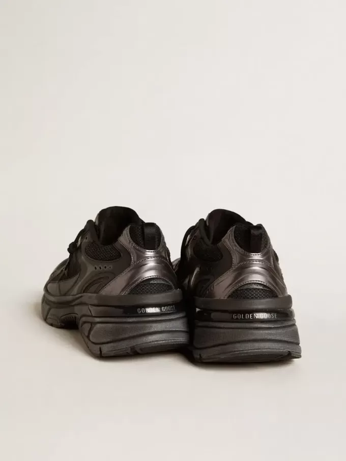 Lightstar da uomo con tomaia in pelle nera e mesh e stella nera