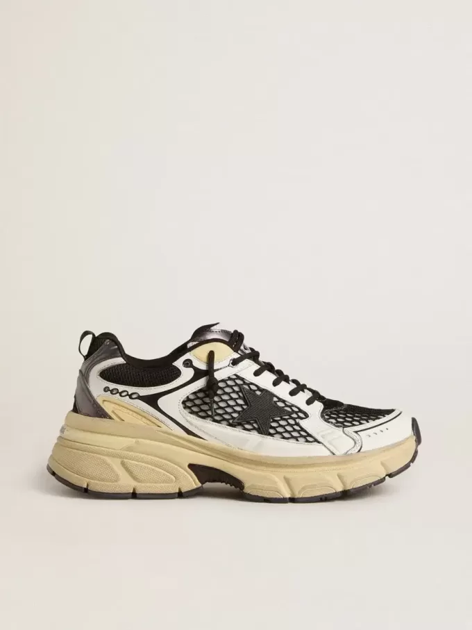 Lightstar da uomo in pelle bianca e mesh nero con stella in TPU nero