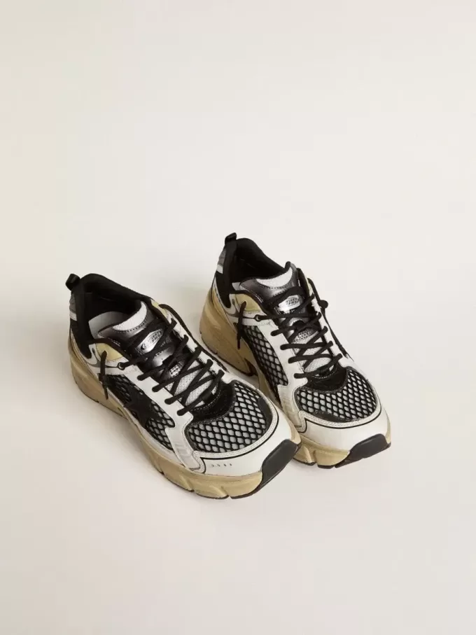 Lightstar da uomo in pelle bianca e mesh nero con stella in TPU nero
