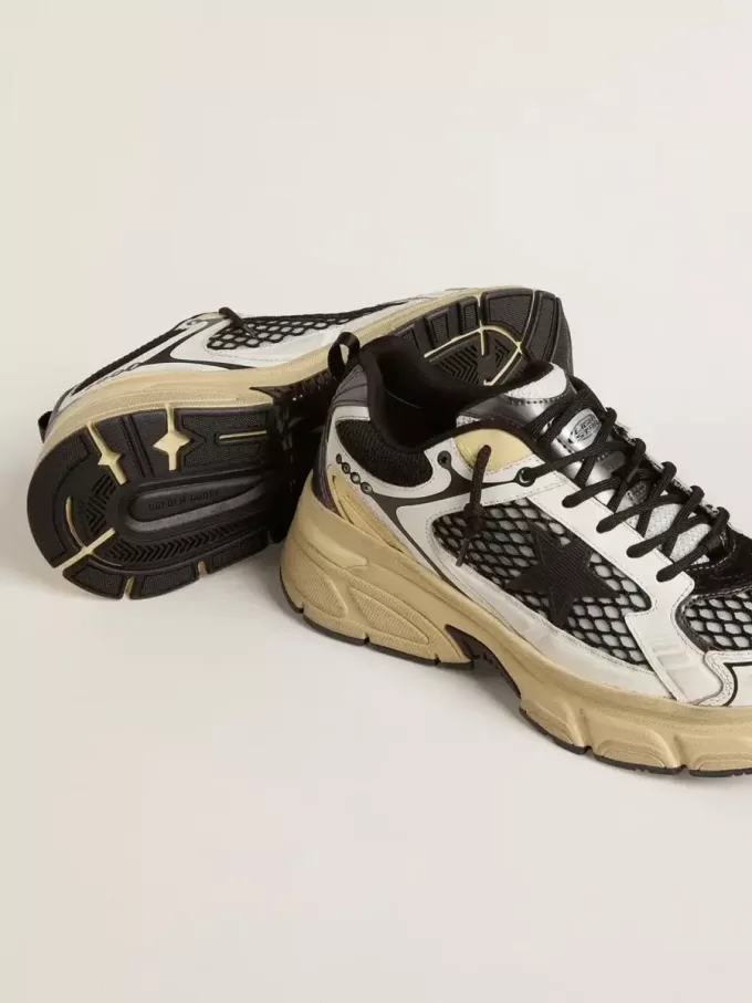 Lightstar da uomo in pelle bianca e mesh nero con stella in TPU nero