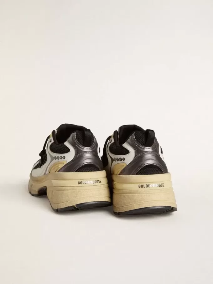Lightstar da uomo in pelle bianca e mesh nero con stella in TPU nero