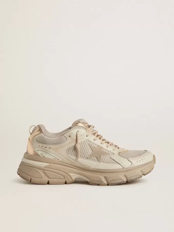 Lightstar da uomo in pelle grigio tortora e mesh con stella in TPU beige