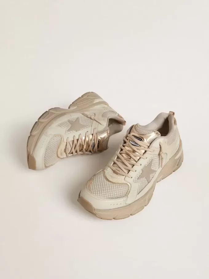 Lightstar da uomo in pelle grigio tortora e mesh con stella in TPU beige