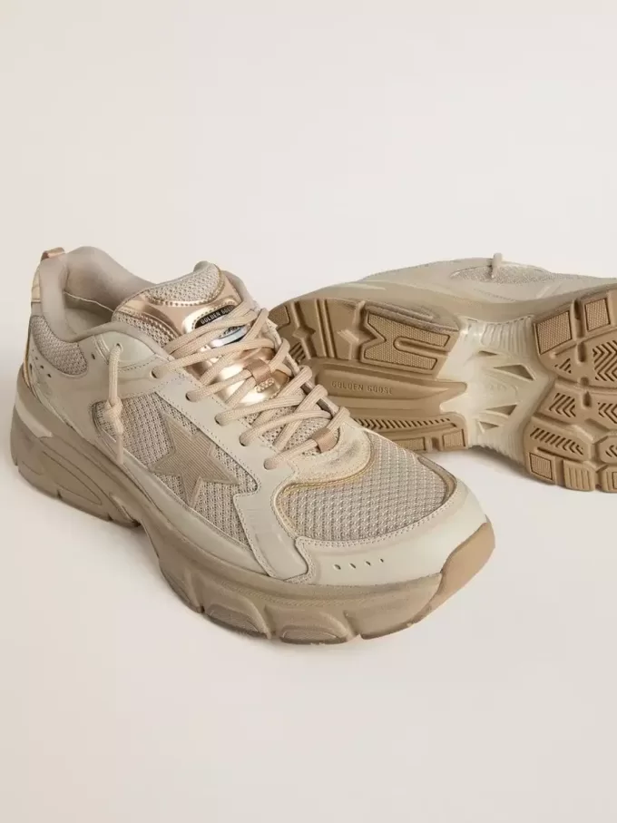 Lightstar da uomo in pelle grigio tortora e mesh con stella in TPU beige