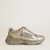 Lightstar da uomo in pelle metallizzata e rete argentata con stella grigia