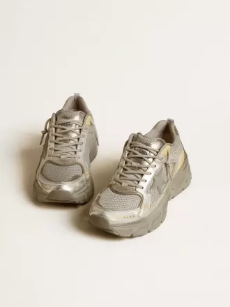 Lightstar da uomo in pelle metallizzata e rete argentata con stella grigia