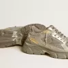 Lightstar da uomo in pelle metallizzata e rete argentata con stella grigia