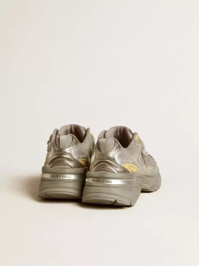 Lightstar da uomo in pelle metallizzata e rete argentata con stella grigia