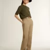 Maglia da donna a maniche corte in cotone verde militare Maglia da donna a maniche corte in cotone verde militare