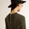 Maglia da donna a maniche corte in cotone verde militare Maglia da donna a maniche corte in cotone verde militare