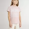 Maglietta rosa da bambina con stampa bianca