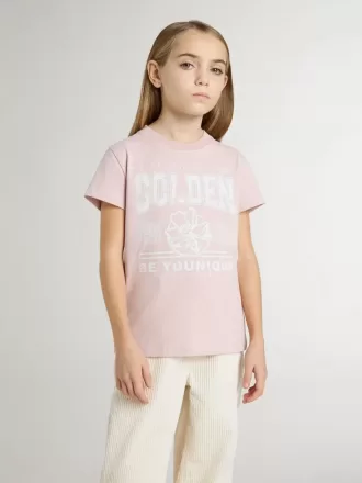 Maglietta rosa da bambina con stampa bianca