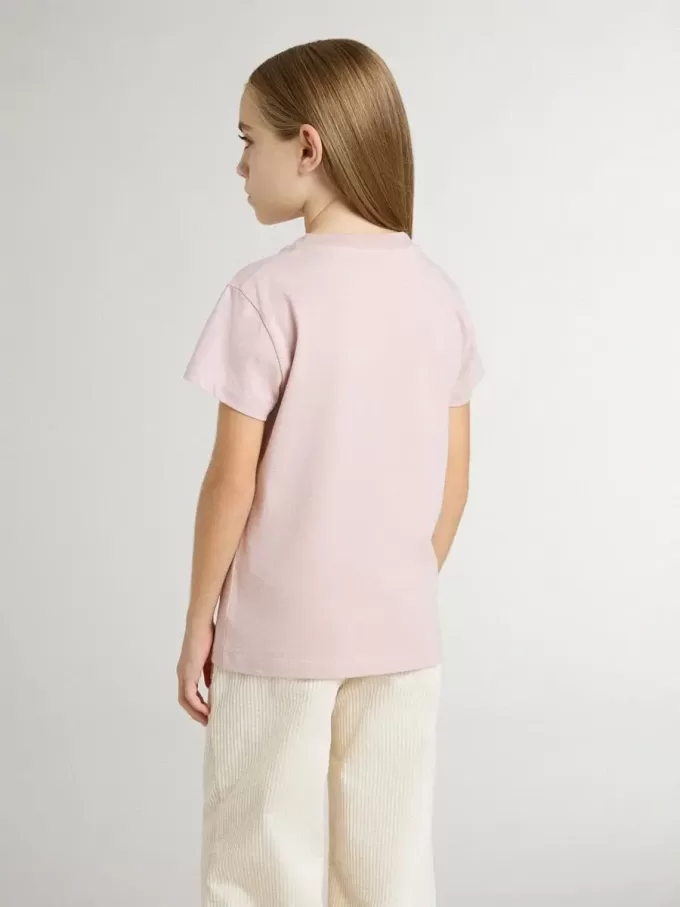 Maglietta rosa da bambina con stampa bianca