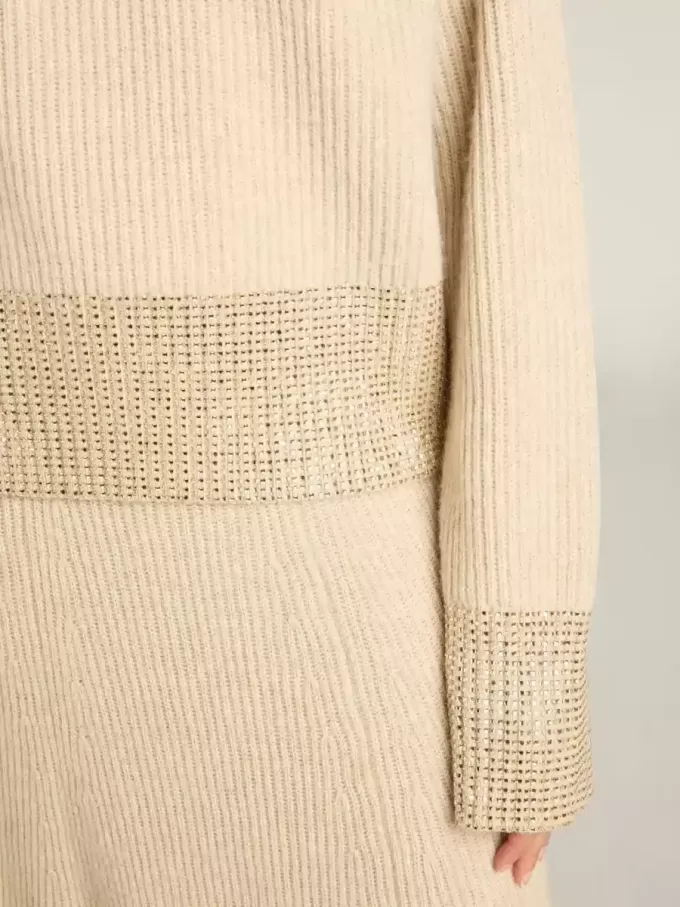 Maglione boxy da donna in lana con decorazioni in cristallo hotfix Maglione boxy da donna in lana con decorazioni in cristallo hotfix