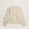 Maglione da donna beige con motivi CNY