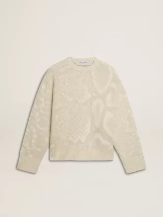 Maglione da donna beige con motivi CNY