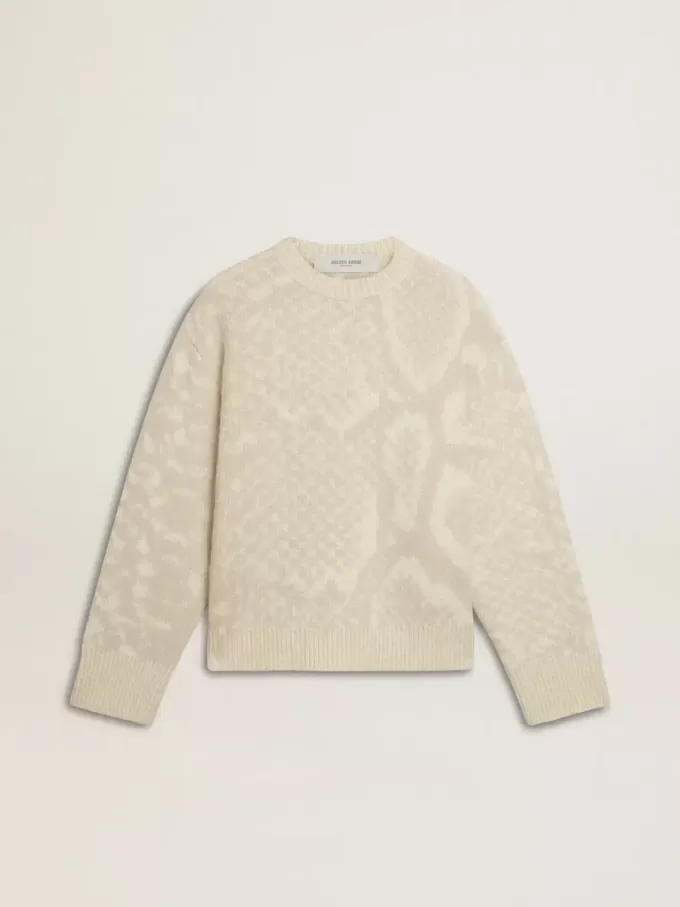 Maglione da donna beige con motivi CNY