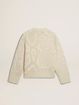 Maglione da donna beige con motivi CNY
