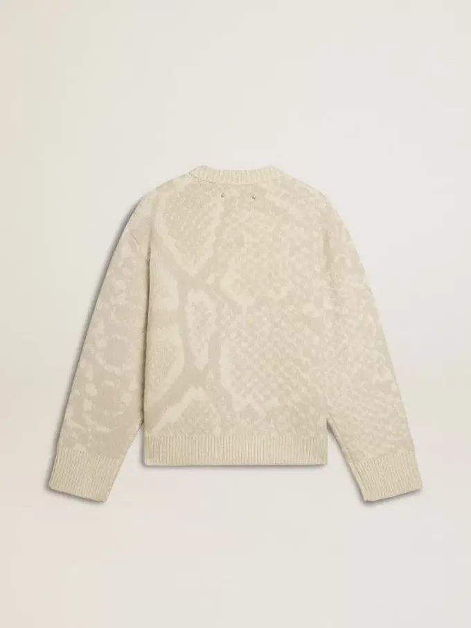 Maglione da donna beige con motivi CNY