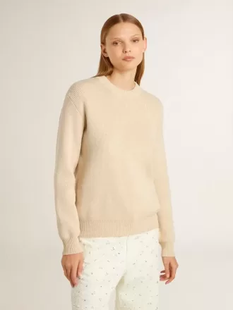 Maglione da donna beige con scritta “Golden” sul retro Maglione da donna beige con scritta “Golden” sul retro