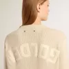 Maglione da donna beige con scritta “Golden” sul retro Maglione da donna beige con scritta “Golden” sul retro