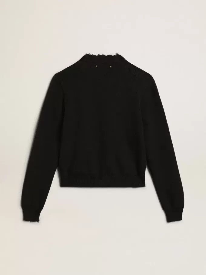 Maglione da donna con collo rotondo in cotone blu scuro Maglione da donna con collo rotondo in cotone blu scuro
