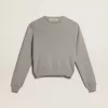 Maglione da donna con collo rotondo in cotone grigio Maglione da donna con collo rotondo in cotone grigio