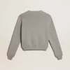 Maglione da donna con collo rotondo in cotone grigio Maglione da donna con collo rotondo in cotone grigio