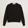 Maglione da donna con collo rotondo in lana nera