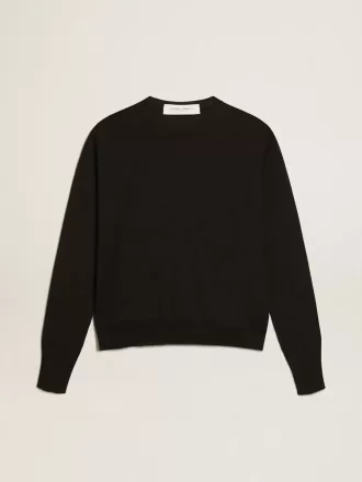 Maglione da donna con collo rotondo in lana nera Maglione da donna con collo rotondo in lana nera