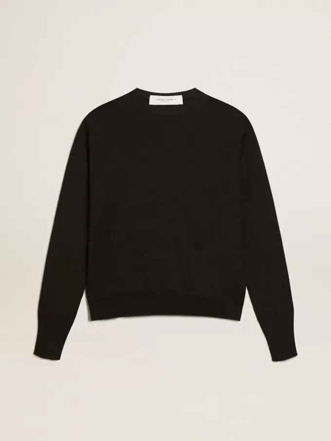 Maglione da donna con collo rotondo in lana nera